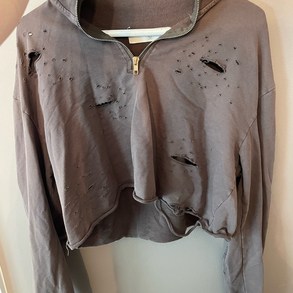 Distressed Gray Women's Hoodie